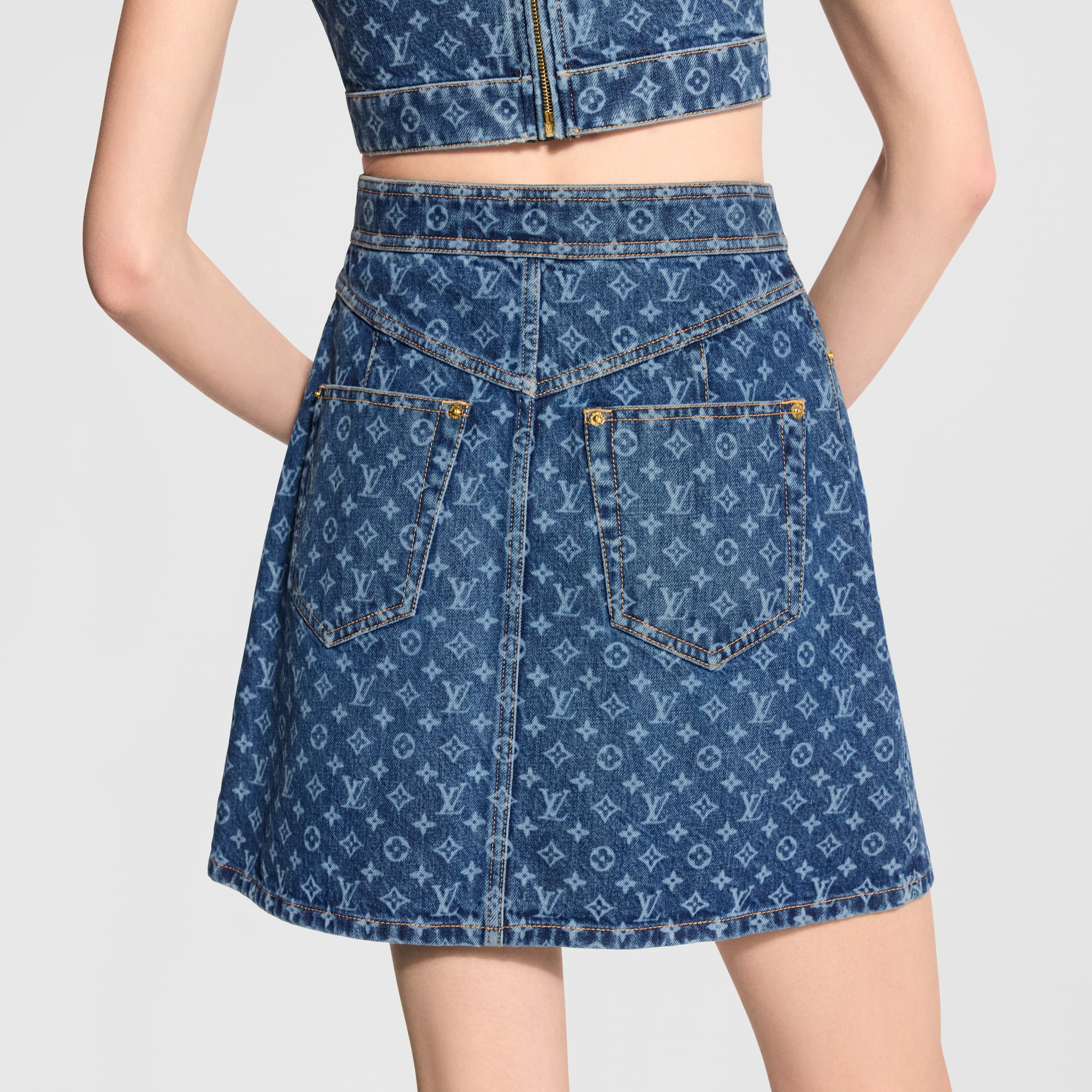 Monogram Denim A-Line Skirt - Women - Ready-to-Wear | LOUIS VUITTON ®